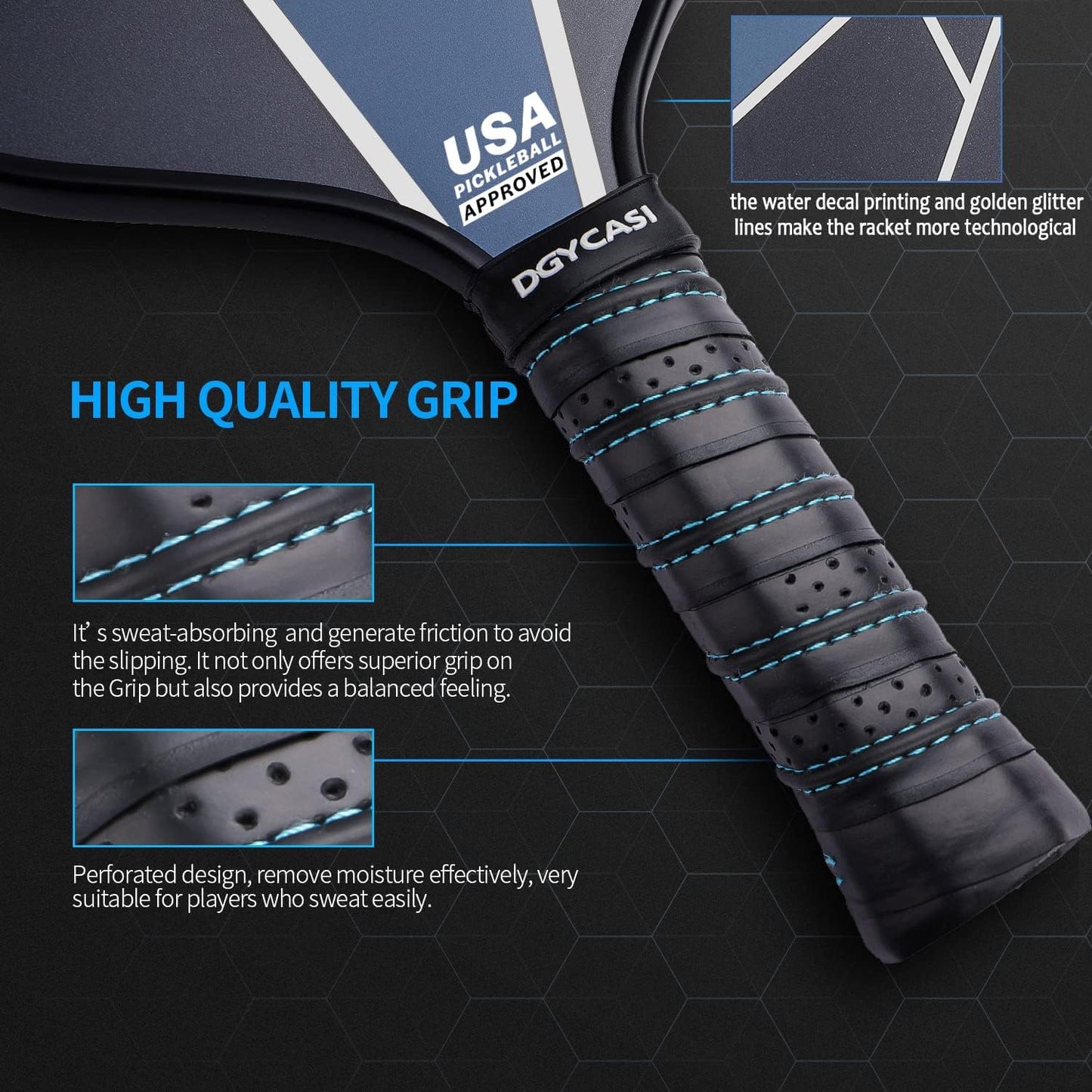 Pickleball Paddles Set of 2, USAPA Approved Carbon Fiber Pickleball Set, Lightweight Pickle Ball Rackets 2 Pack, 2 Outdoor Pickleball, 2 Indoor Pickleball, 1 Pickleball Bag