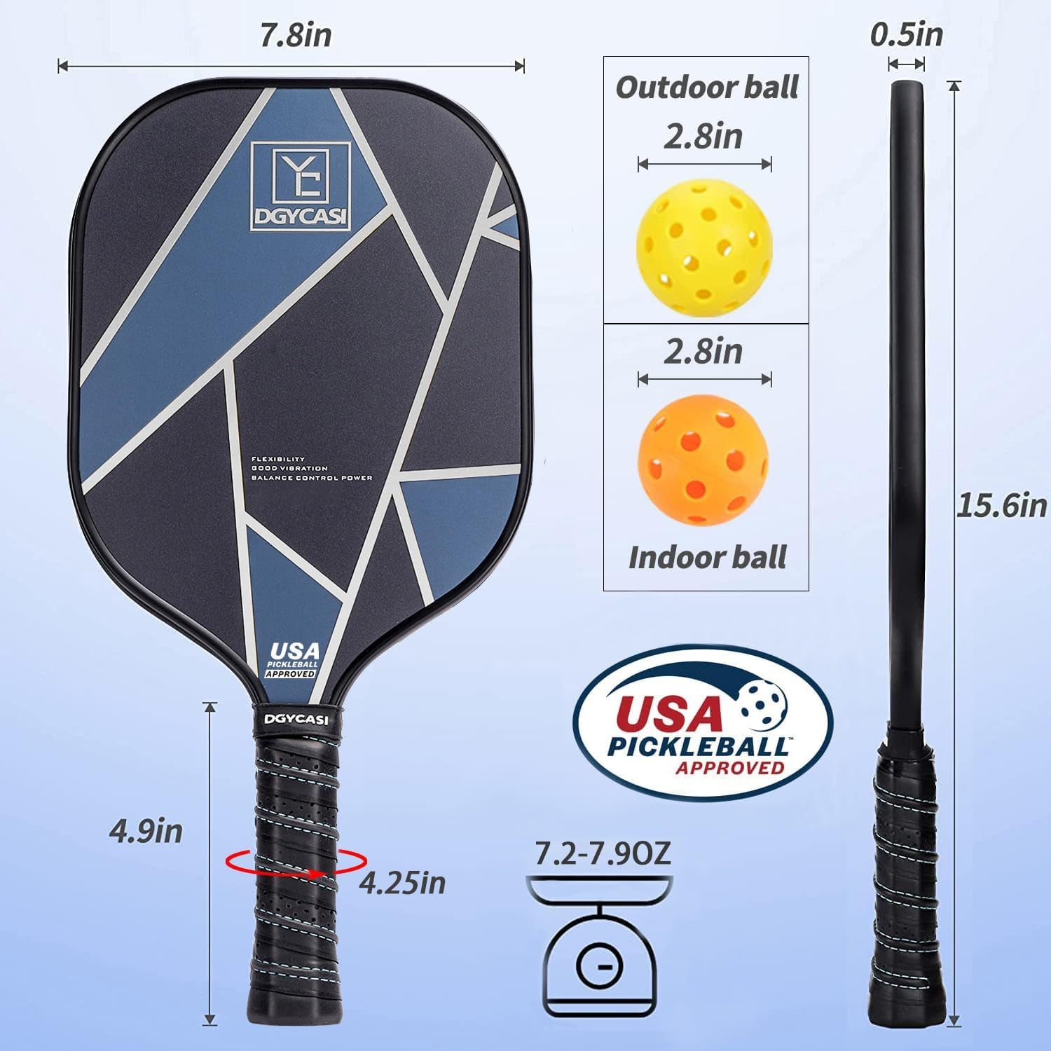Pickleball Paddles Set of 2, USAPA Approved Carbon Fiber Pickleball Set, Lightweight Pickle Ball Rackets 2 Pack, 2 Outdoor Pickleball, 2 Indoor Pickleball, 1 Pickleball Bag